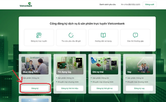 Cách mua vàng SJC của ngân hàng Vietcombank tại nhà