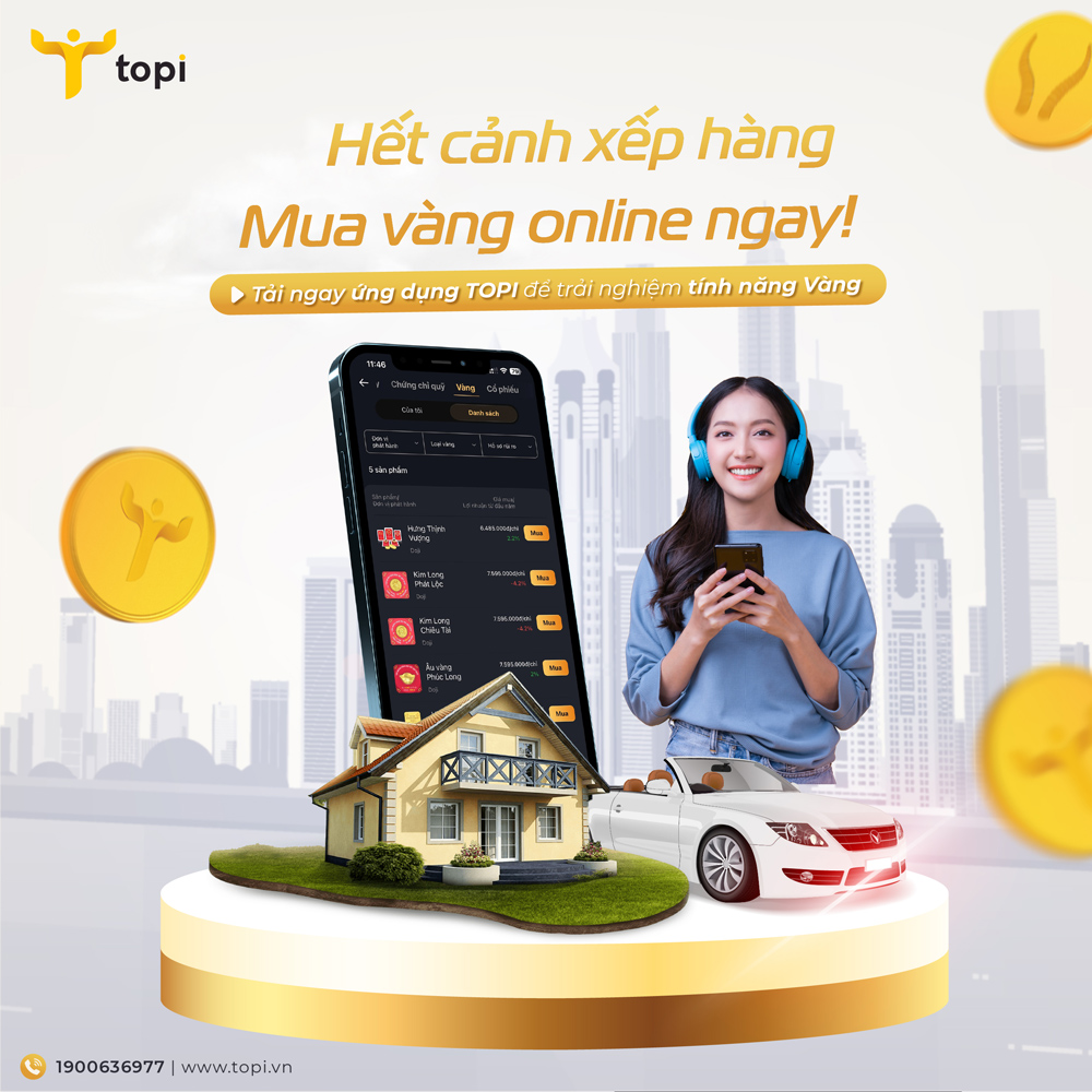 Mua vàng online trên ứng dụng TOPI