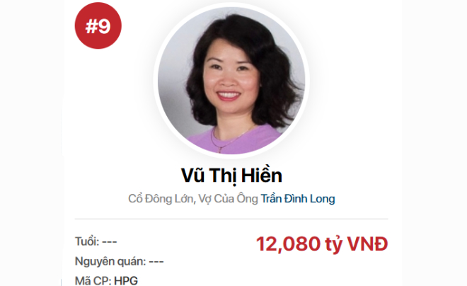 Bà Vũ Thị Hiền - Thuộc TOP những người giàu nhất Việt Nam