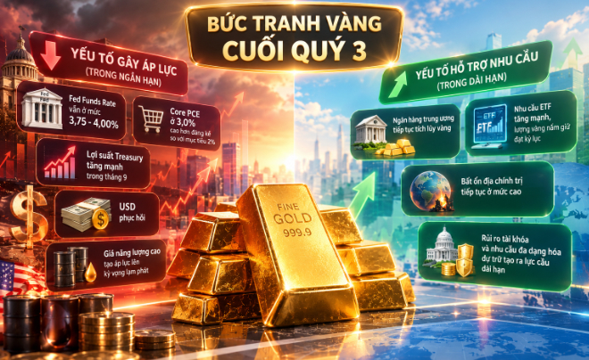 Hai nhóm yếu tố ảnh hưởng đến giá vàng tính đến cuối Quý 3 - TOPI