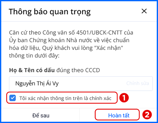 Đổi thông tin căn cước công dân Fmarket