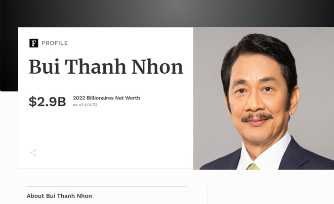 Ông Bùi Thành Nhơn - Chủ tịch Novaland - 2.6 tỷ USD