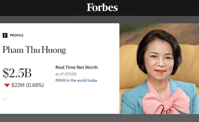 Phú Chủ tịch Vingroup Phạm Thu Hương là tỷ phú giàu thứ 4 Việt Nam