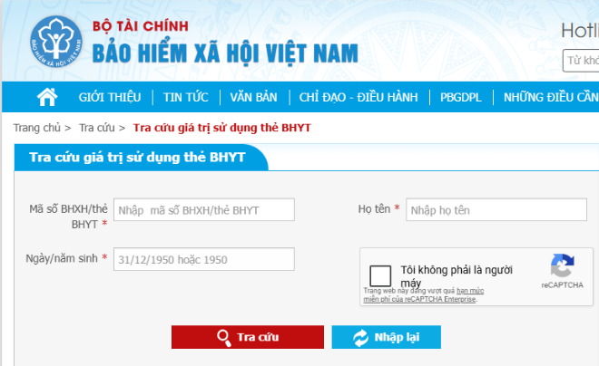 Tra thông tin BHYT trên trang web BHXH - TOPI