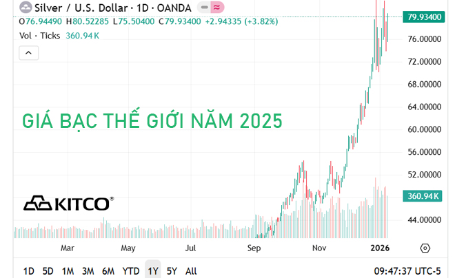 Xem lại lịch sử biến động giá bạc thế giới trong năm 2025 - TOPI
